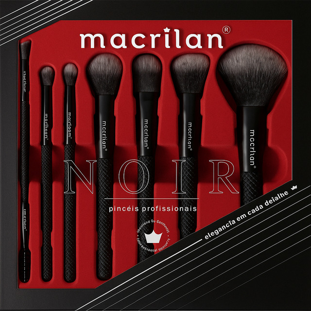 Pincéis Profissionais Maquiagem 7un Macrilan Ed009 Preto Pincéis Profissionais Maquiagem 7un Macrilan Ed009 Preto