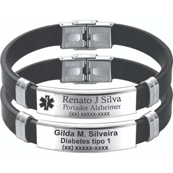 Pulseira Personalizada Surdez Idosos Crianças Alzheimer