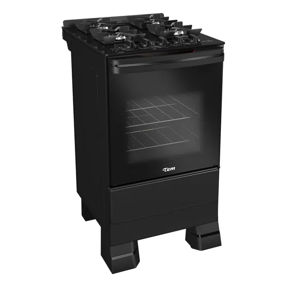 Cocina Tem Luna Glass 4h A Gas Mesada De Vidrio Negra Ehogar