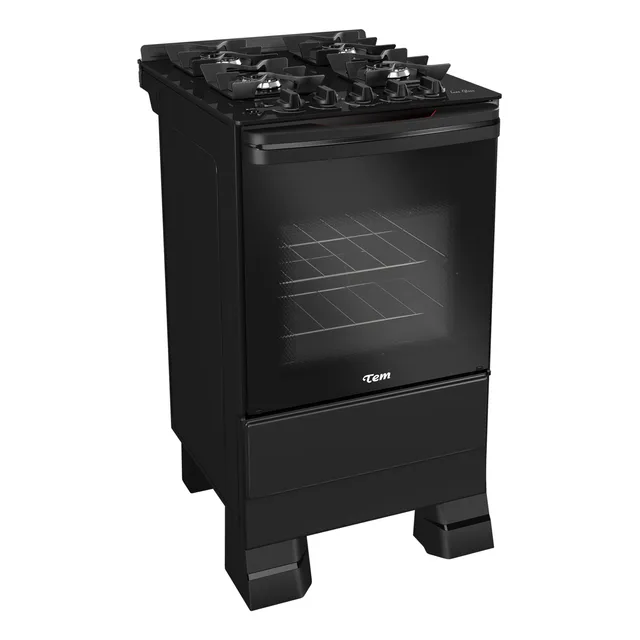 Cocina Tem Luna Glass 4h A Gas Mesada De Vidrio Negra Ehogar