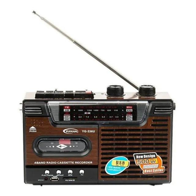 Radio Cassette Antigua Vintage Am/fm Mp3 Sd Usb A Pilas D Color Marrón