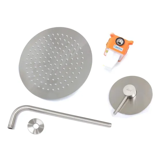Kit De Ducha De Acero Inoxidable Cepillado Redondo Bari