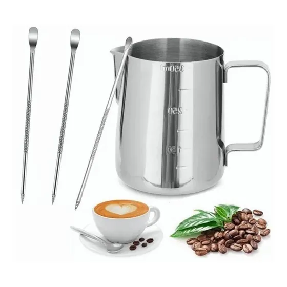Taza De Latte De Acero Inoxidable De 350 Ml Aguja Agitadora