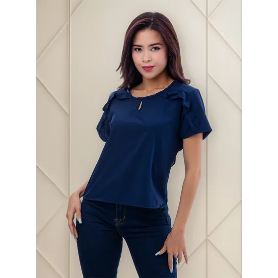 Blusa Zibelle - Nébula - Azul Acero