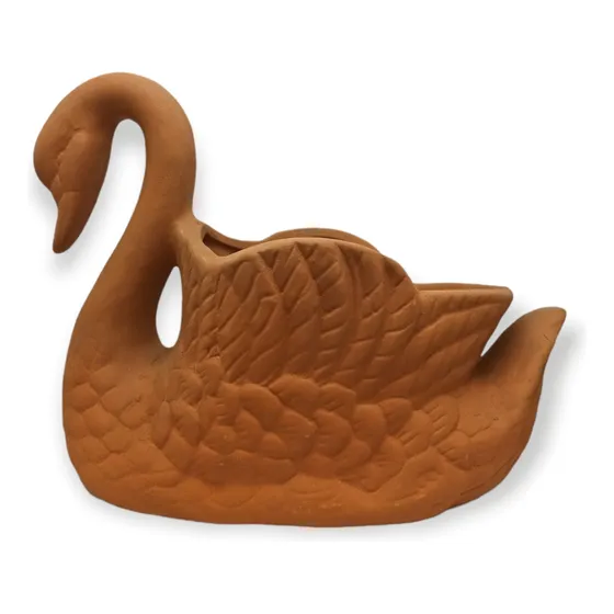 Vaso De Barro Cisne Para Plantas Cactus Enfeite De Jardim