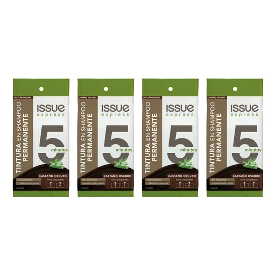 Pack Tintura En Shampoo Issue Express 5 Minutos Castaño