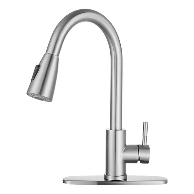 Mezcladora Para Fregadero Flexible Llave Cocina Puede Sacar Para Fregadero Llave Mezcladora 360° Acabado Cepillado Color Plateado