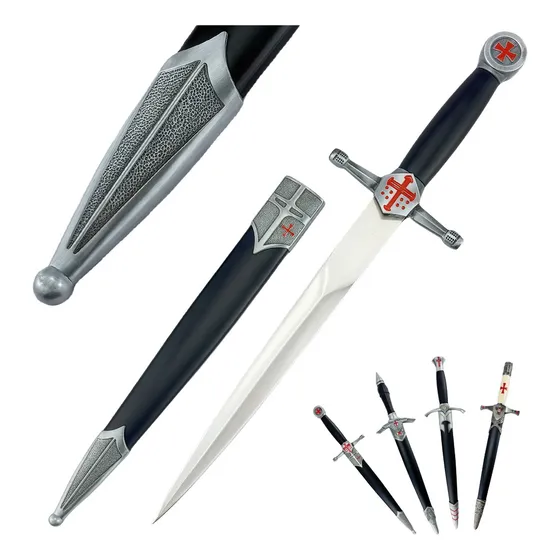 Daga Templaria Ceremonial Acero Crusaders De 40 Cm Filo Real Color Daga Mando