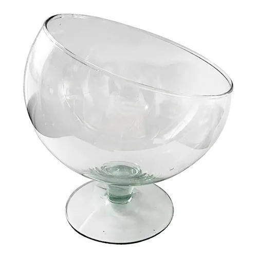 Taça Boca Torta Grande Vidro Decorativo De Mesa Transparente Cor Transparente