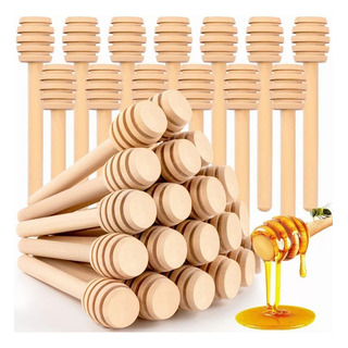 100 Cucharas Palitos Mieleras Madera Miel Agitador De 8cm 100 Cucharas Palitos Mieleras Madera Miel Agitador De 8cm