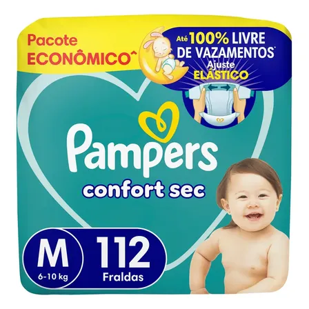 Fralda Pampers Confort Sec M 112 Unidades Médio (m) Sem Gênero