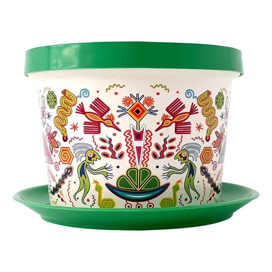 Decoración Elegante Para El Hogar -oben Maceta Huichol Verde