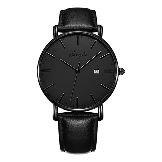 Reloj Análogo Songdu P/hombre, Cuarzo, Ultra Delgado, Negro