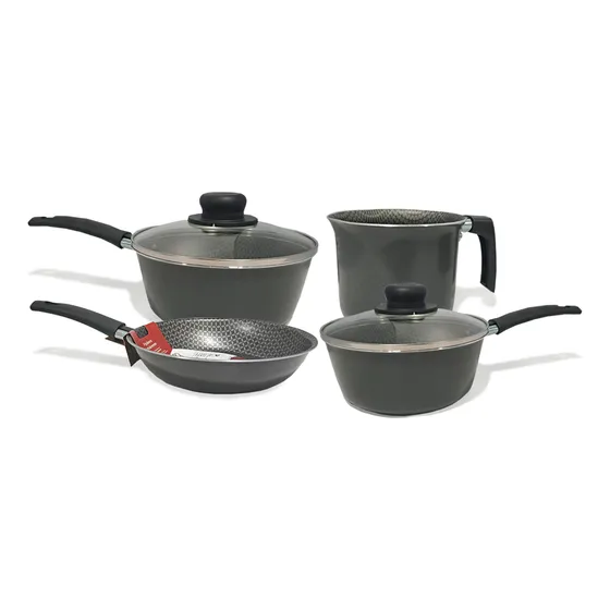Juego De Ollas 4 Piezas Multiflon (negra Y Roja)