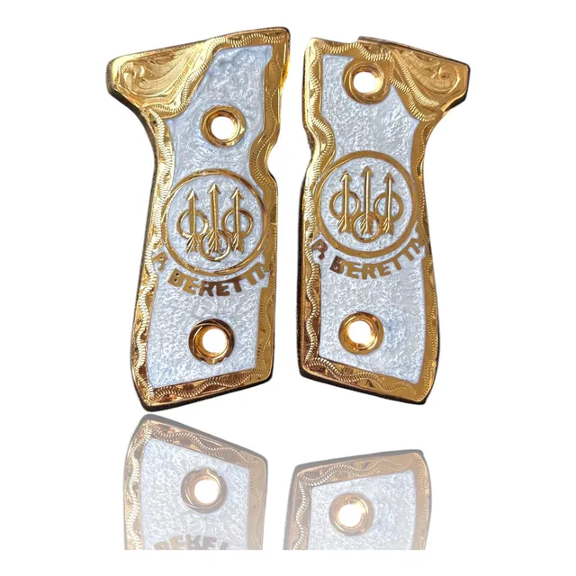 Cachas Beretta 9mm En Chapa De Oro Dorado