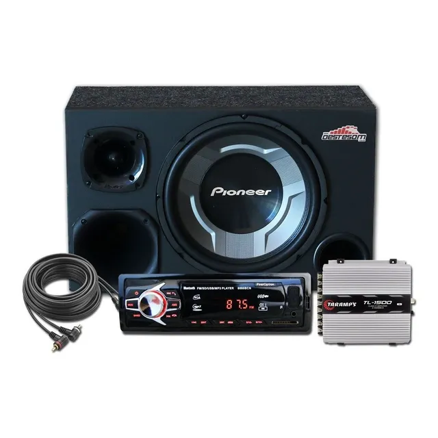Kit Som Automotivo Radio Bluetooth Caixa Stilo Trio