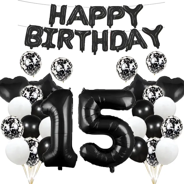 Decoración Globos Negros Para Fiesta Cumpleaños Quinceaños