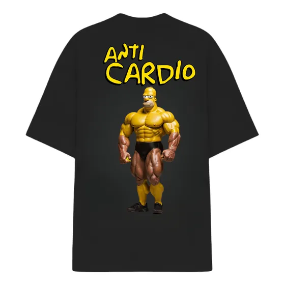 Camiseta Oversized Estampada Academia Simpsons Anti Cardio