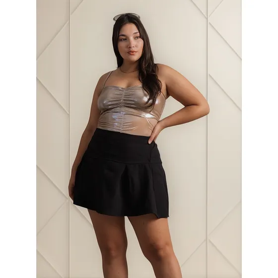 Top Ebro De Fiesta Brillozo Elastizado Talle Especial C/t
