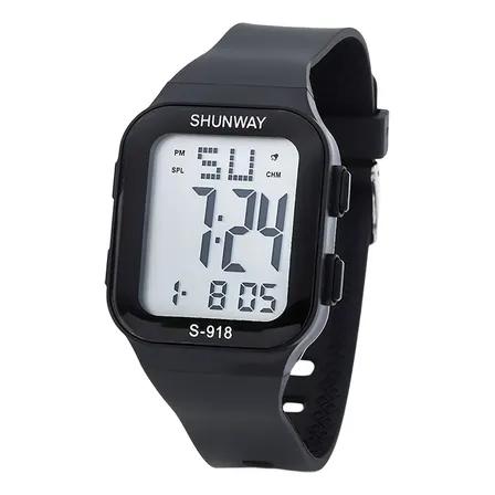 Relógio Digital Esportivo Modelo Quadrado Fino A Prova Dágua S918-preto