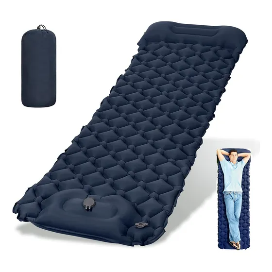 Colchón Inflable Plegable Portátil Para Acampar Colchoneta Color Azul