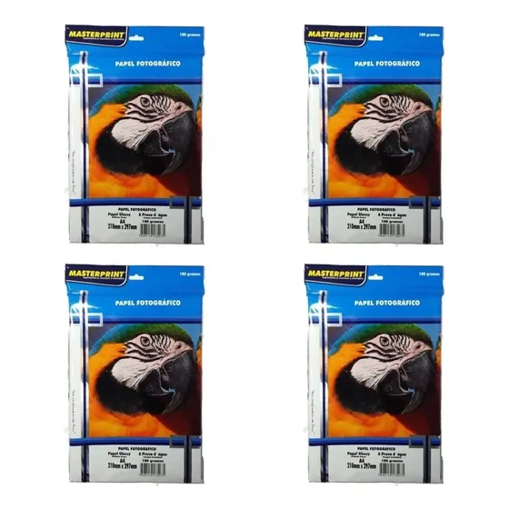 Kit 300 Folhas Papel Fotográfico 180g Foto A4 Masterprint Cor Branco