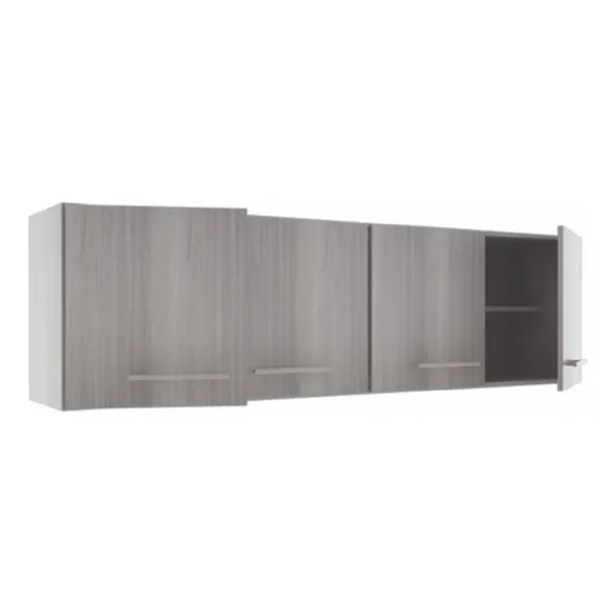 Alacena Melamina 1.60 M Orlandi 4 Puertas Estantes Color Jacaranda/Gris