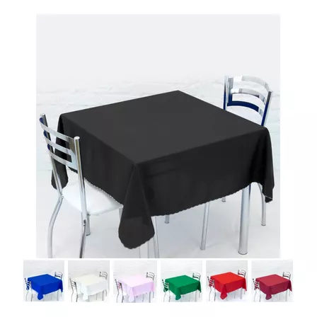 Toalha De Mesa Linda Prática Oxford 1,40m X 1,40m 4 Lugares Cor Preto Liso