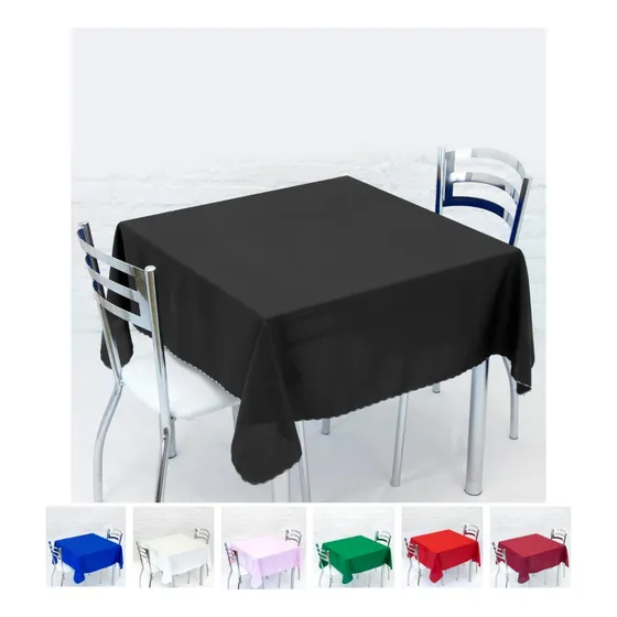 Toalha de Mesa Oxford 1,40m x 1,40m Quadrada 4 Lugares Preto Liso COZZILAR Linda e Prática