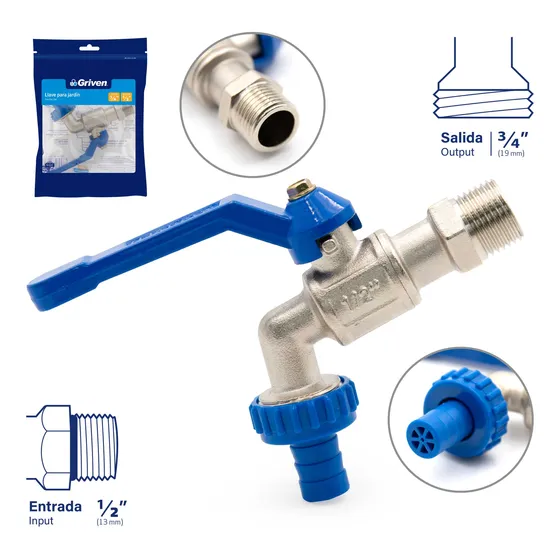 Llave De Agua Con Adatador Para Manguera. Griven.