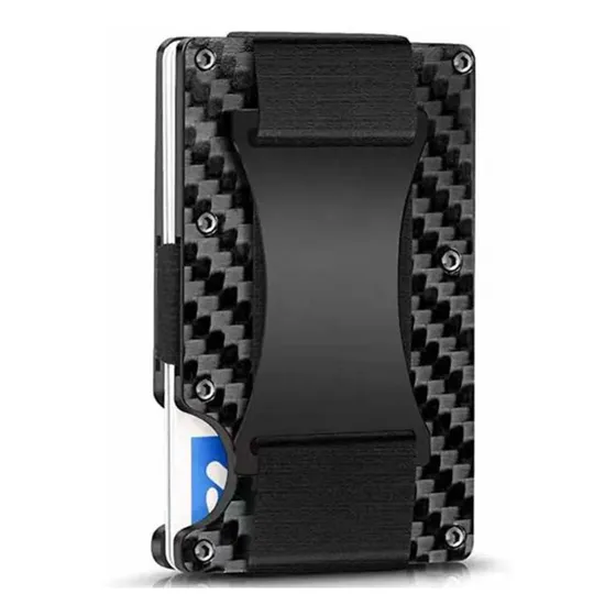 Billetera Minimalista De Fibra De Carbono Para Tarjetas Rfid