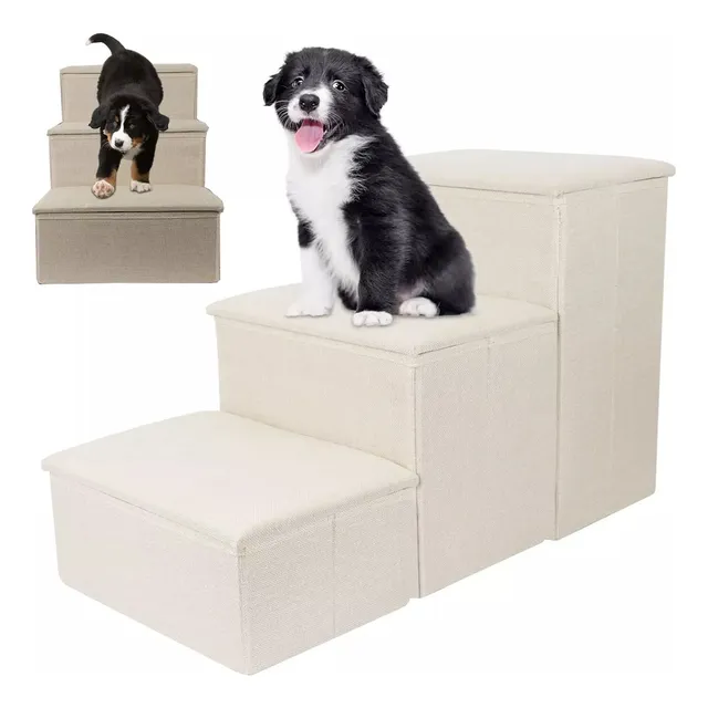 Escalera Plegable De Mascotas Almacenado 3 Pisos 69x31x42 Cm