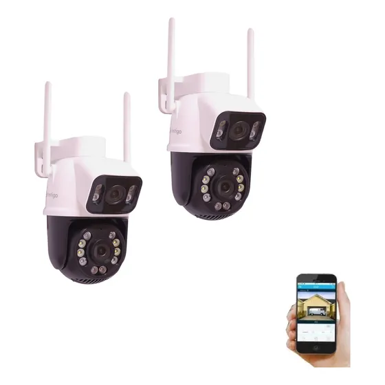 Cámara Seguridad Exterior Doble Lente Wifi Full Hd - Testigo Color Blanco