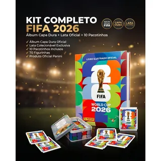 Kit Álbum Capa Dura + Lata Oficial Copa 2026 + 70 Figurinhas