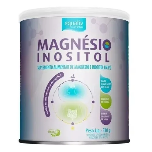 Suplemento Magnésio Inositol 100% Vegano Equaliv 330g Halal Sabor Limão