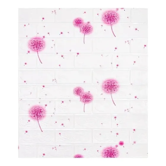 Placas 3d Autoadhesivas Ladrillo Diente De León Rosa 70x77cm