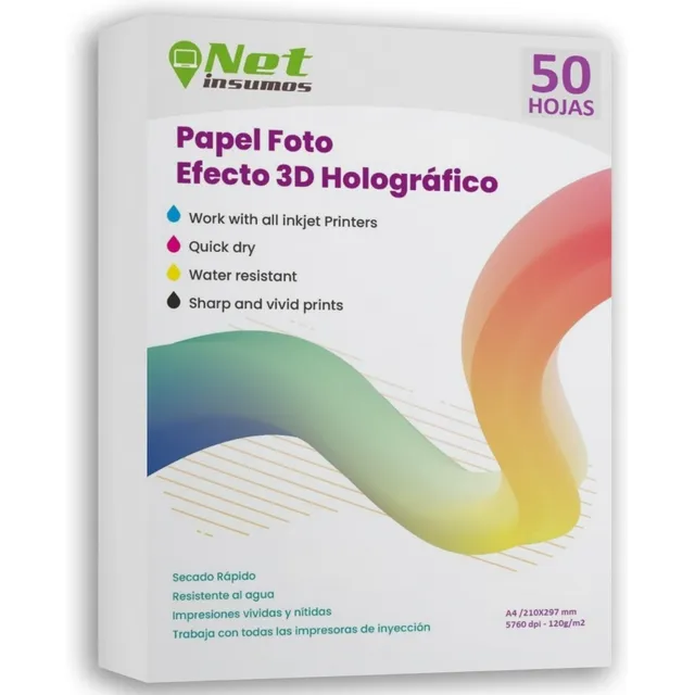 Papel Fotográfico Glossy Efecto 3d Holográfico 50 Hojas A4