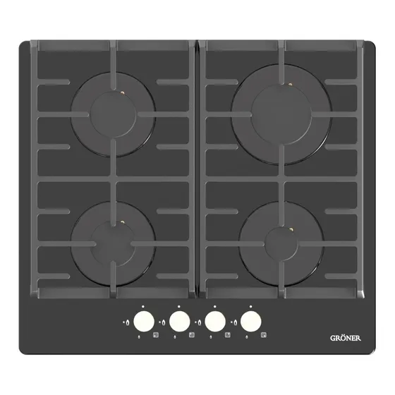 Encimera A Gas Gröner Vitro 4q Color Negro