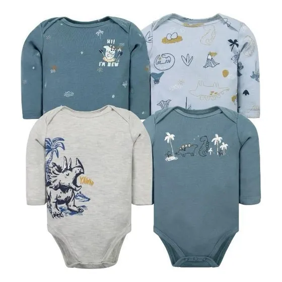 Set 4 Bodys Manga Larga Algodón Bebe Ropa Niño