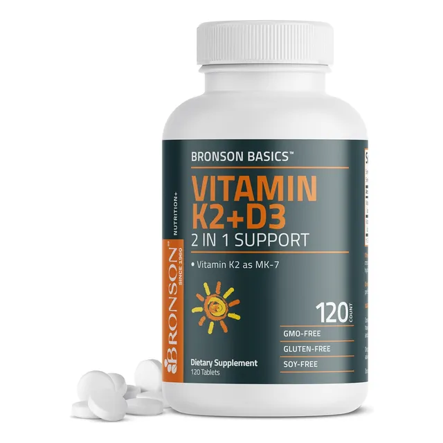 Bronson Vitamina K2 (mk7) 90 Mcg + D3 5000 IU 120 Tabletas