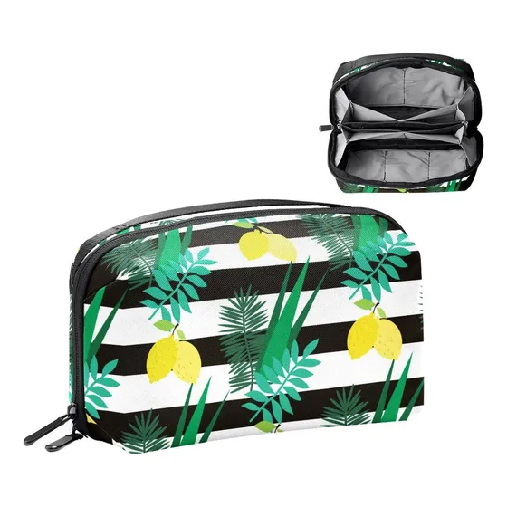 Organizador Electronico Hoja Limon Raya Estuche Transporte