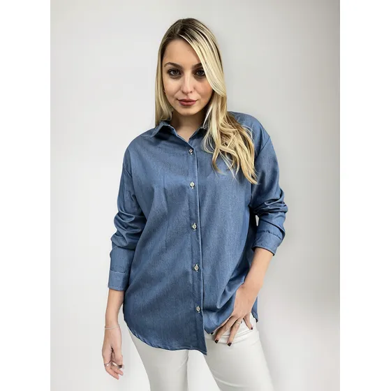 Camisa Vestir Entallada Manga Larga Vestir Casual De Jean