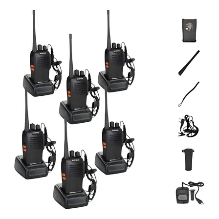 Kit 6 Radios Comunicador Baofeng777s 12km 16 Canais Original Preto 433 127/220v