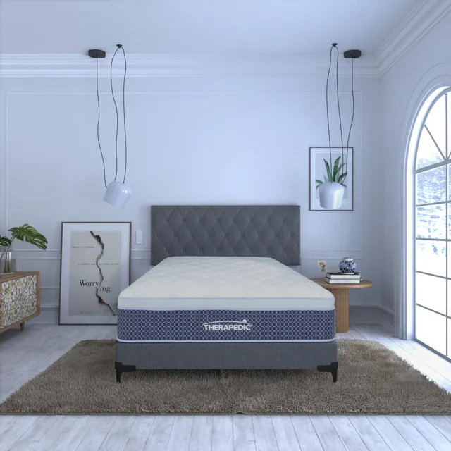 Colchón Queen Size Therapedic Espumas Premium Royal Confot Color Azul Marino