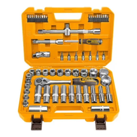 Set De Herramientas Ingco 1/2 62pcs Dados Tubos Puntas Color Naranja Claro