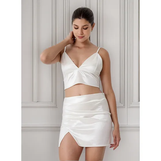 Pollera Corta Saten Mochi