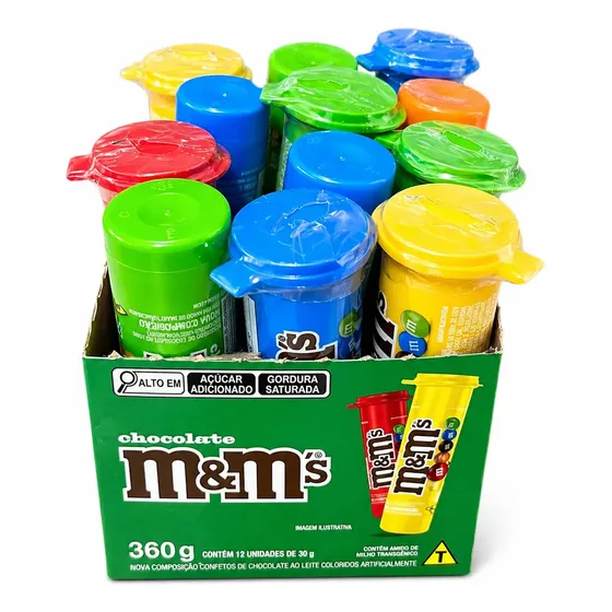 Confeito Chocolate Tubo M&ms 360g Com 12 - Mars - Presente