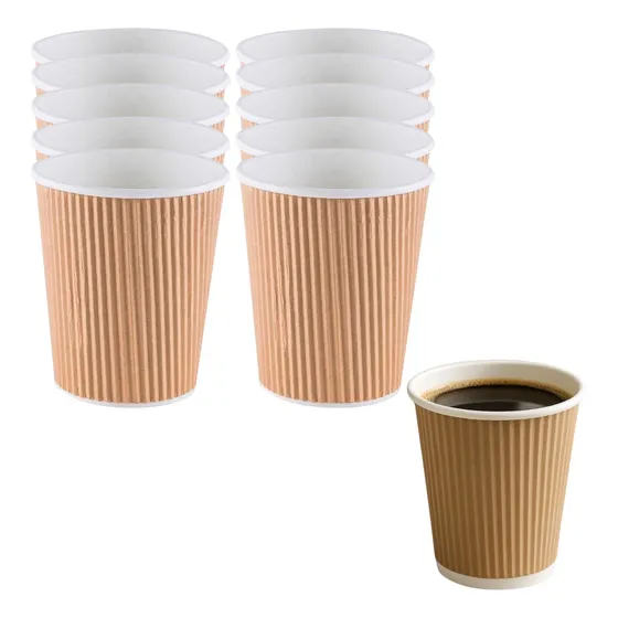 Set 100 Vasos Cafe Polipapel Termico 236ml 8oz Corrugado
