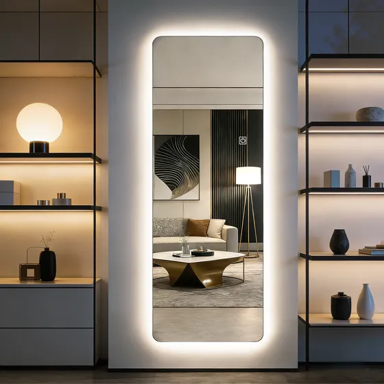 Espejo Cuerpo Entero Con Luz Led Touch 3tonos Luz 40x110cm