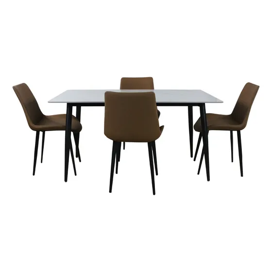 Mesa Comedor Placa De Mármol Con 4 Sillas Estilo 30058